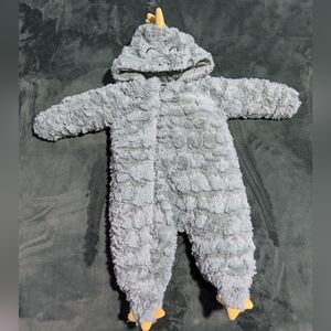Koala Kids Gray and Yellow Dinosaur Footie